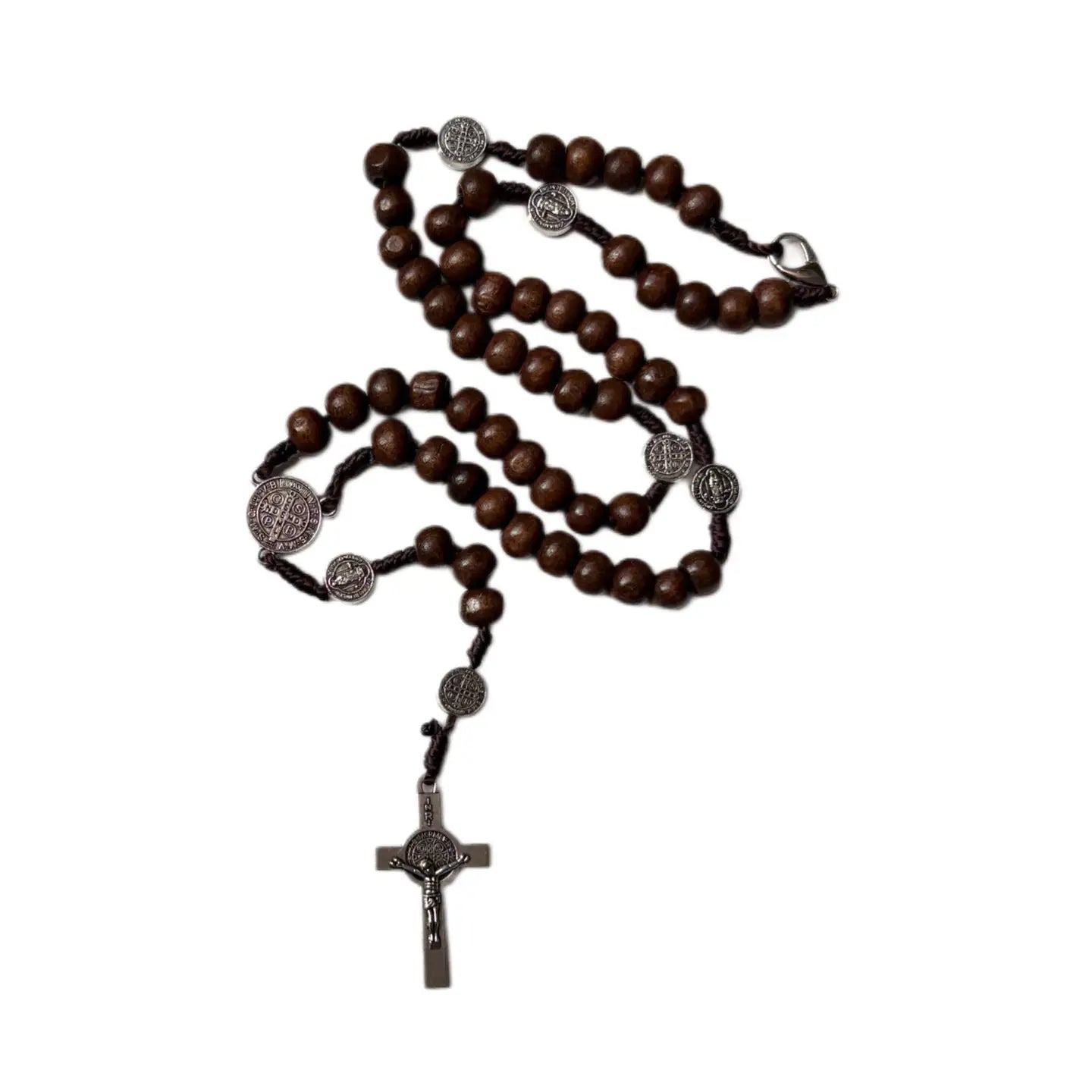 St. Benedict Wooden Rosary BROWN    16”