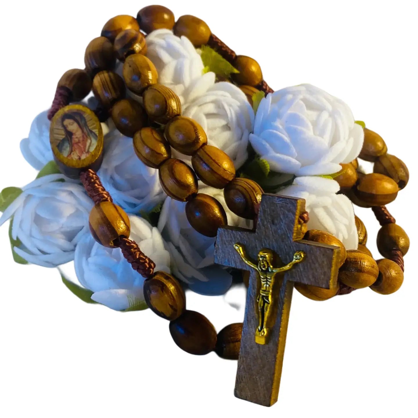 Our Lady of Guadalupe LRG Wooden Rosary   20”