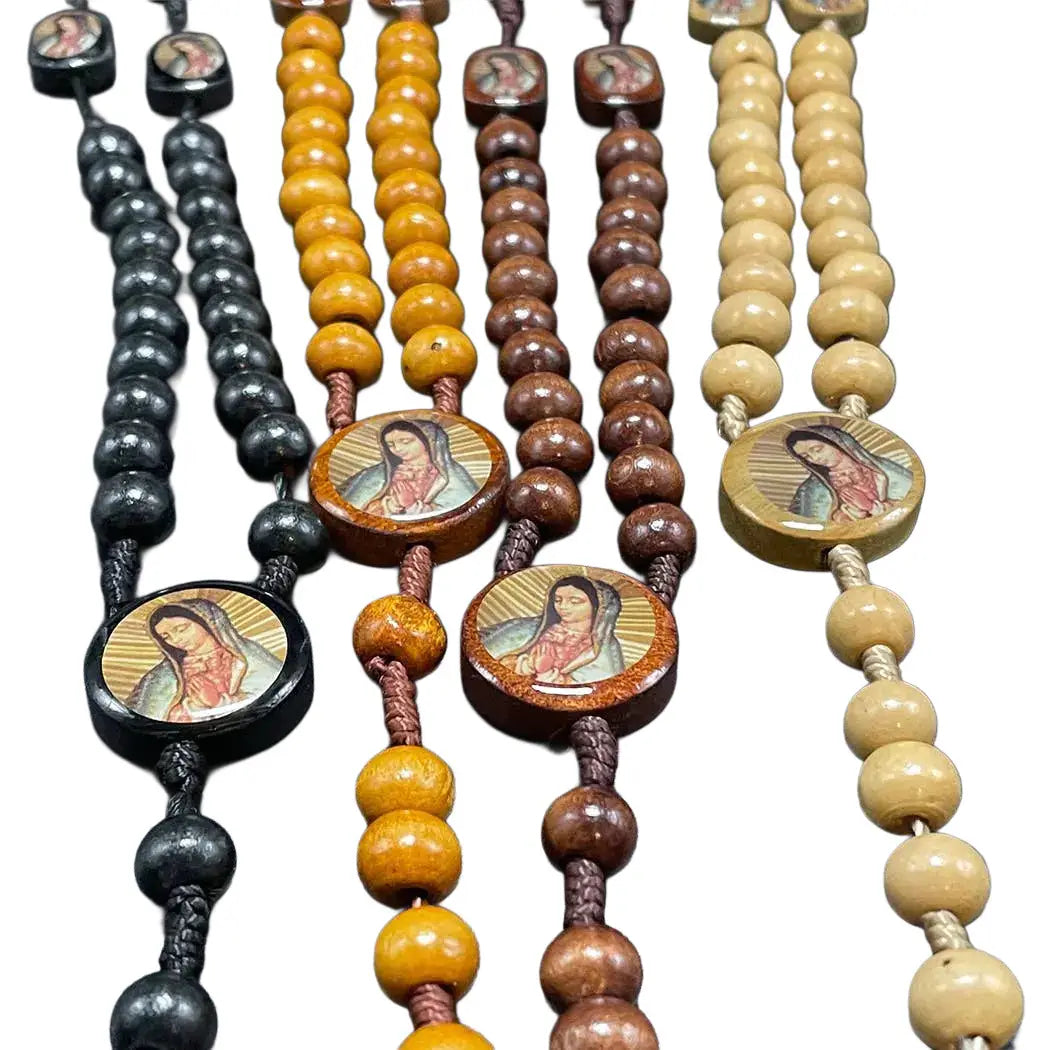 Our Lady of Guadalupe LRG Wooden Rosary   18"