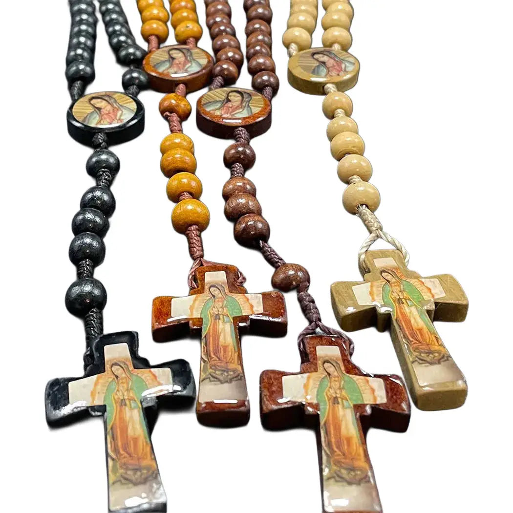 Our Lady of Guadalupe LRG Wooden Rosary   18"