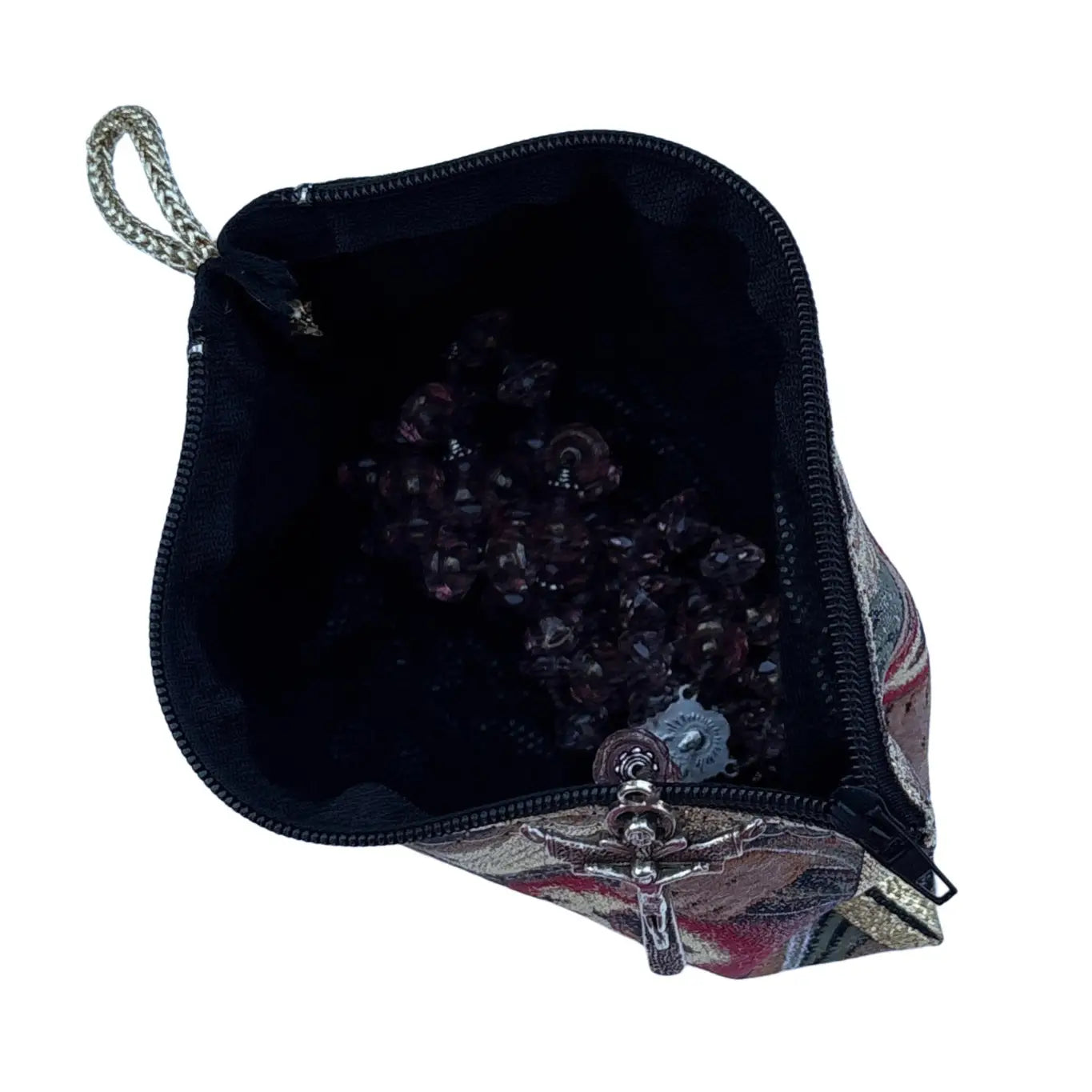 Sacred Heart of Jesus (BLACK) MD Rosary Pouch    4" x 6"