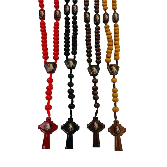 Divine Mercy Rosary Wooden LRG   18"