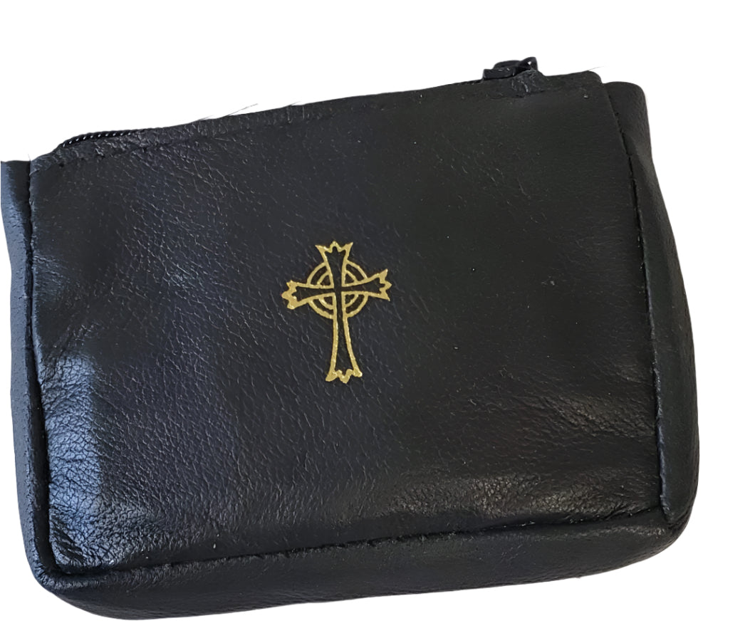 Sheepskin Leather Rosary and Coin Pouch with Key Ring