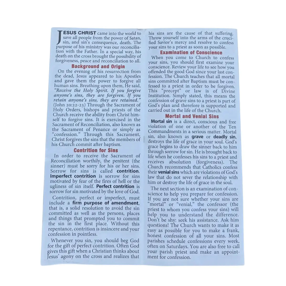 A Primer for Confession Pamphlet   (25/pk)