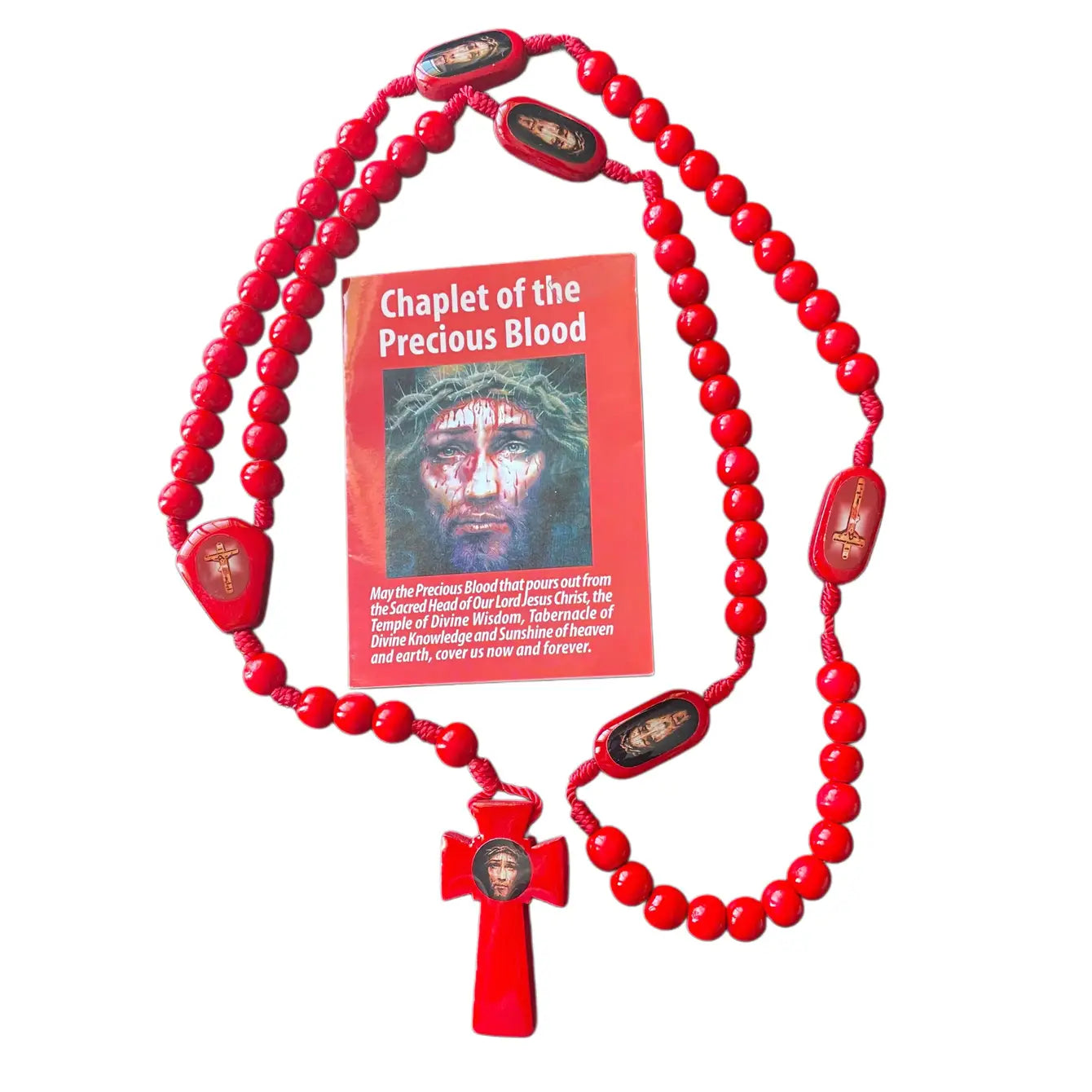 Chaplet of The Precious Blood Set w/ (3) Prayer Cards/Rosary