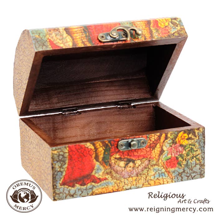 Our Lady of Guadalupe Flag Rosary Storage Box   6"