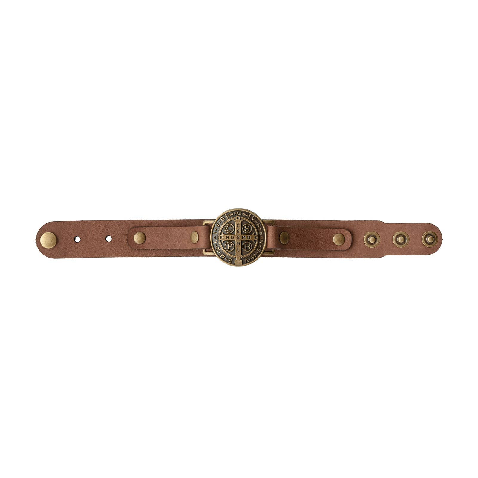 St. Benedict Leather Wristband    7"