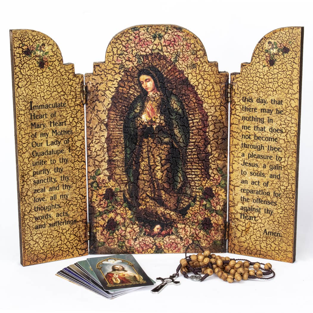 Lady of Guadalupe Wooden Triptych   10" x 12"