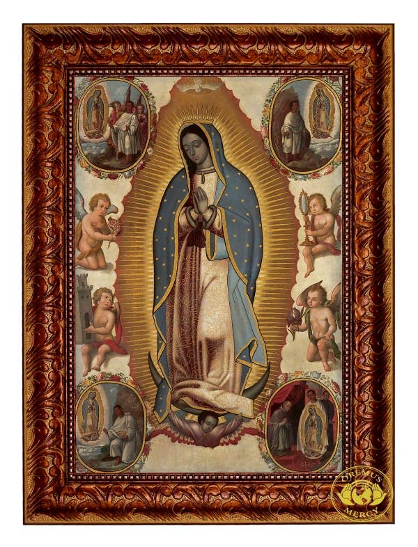 Virgen de Guadalupe con Estaciones Canvas    22"