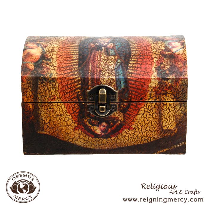Our Lady of Guadalupe w/ Angels Rosary Storage Box 6"