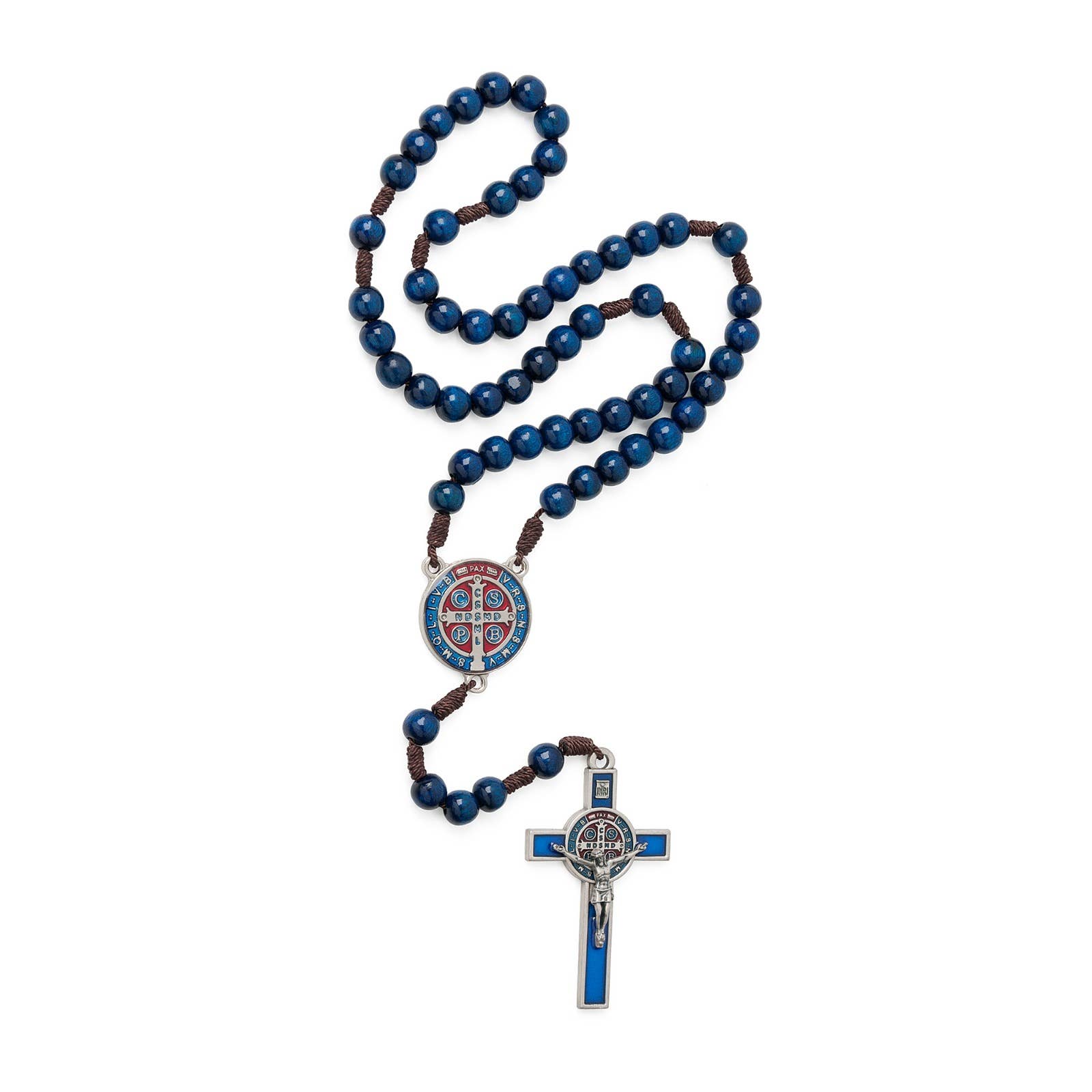 St. Benedict Wooden Rosary (BLUE Resin)   20"