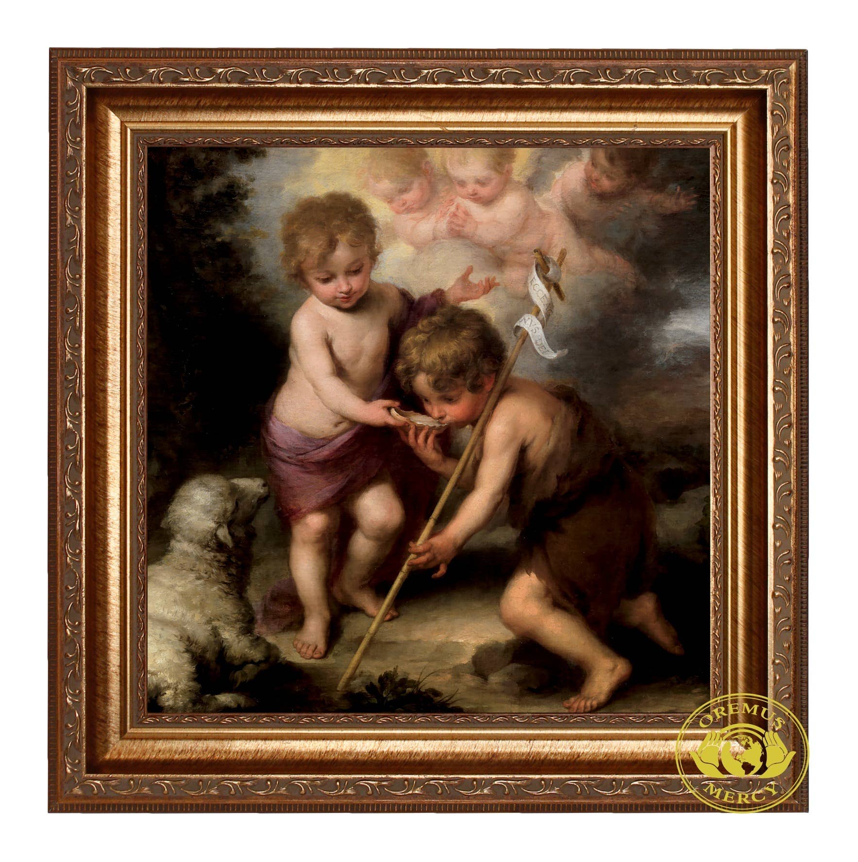 Jesus and John The Baptist Framed Canvas   15.5"