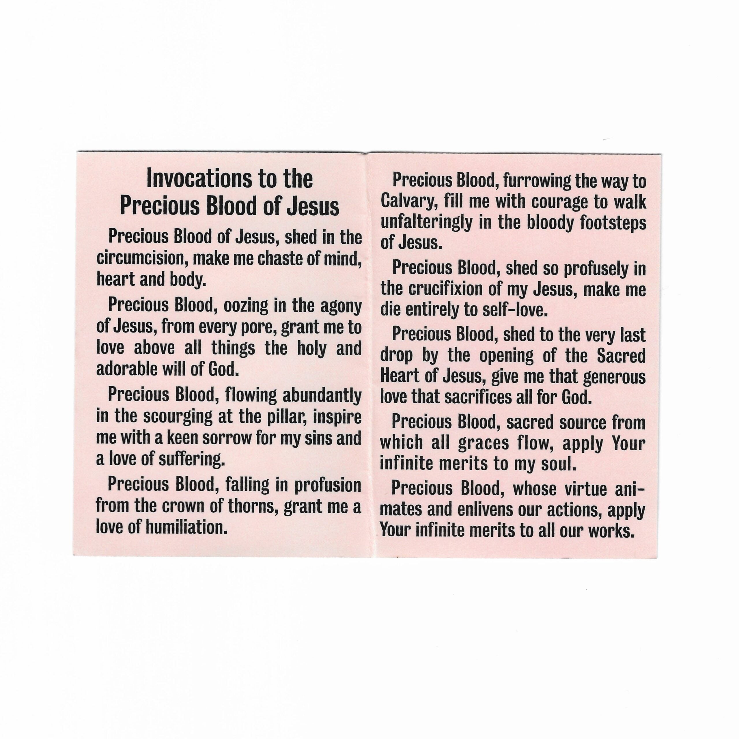 Invocations to The Precious Blood of Jesus Pamphlet   (25/pk)