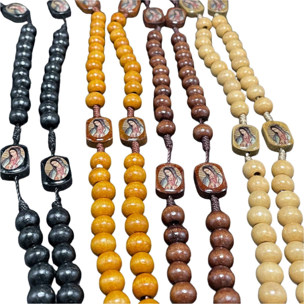 Our Lady of Guadalupe LRG Wooden Rosary   18"