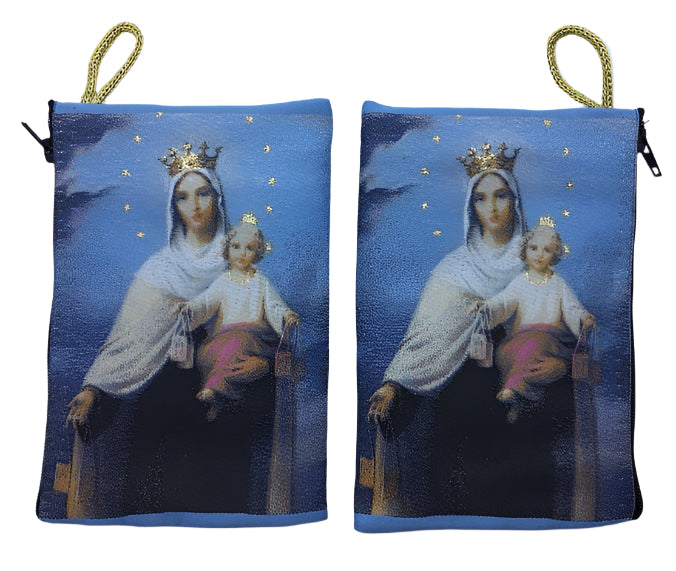 Lady of Mt. Carmel w/ Baby Jesus MD Rosary Pouch   4" x 6”