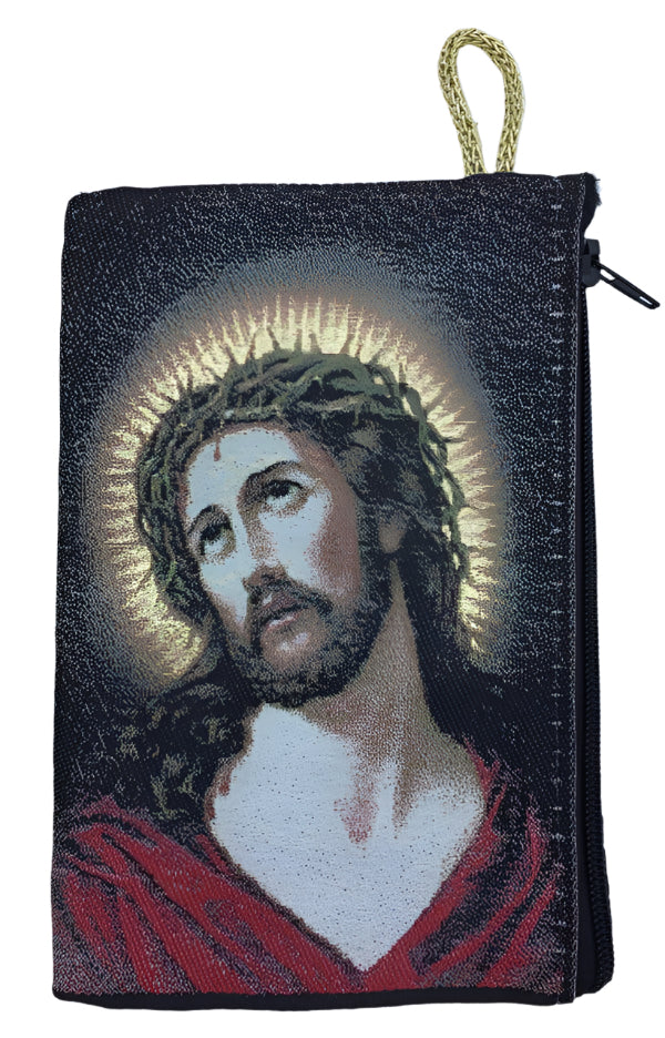 Jesus w/ Crown of Thorns SM Rosary Pouch   3″ x 4″