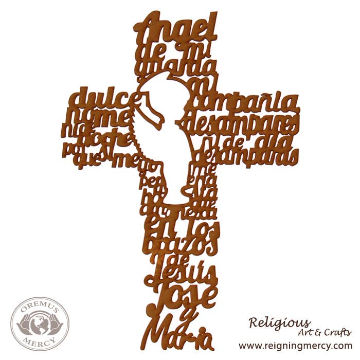 Wall Cross - “Angel de Mi Guarda” Wooden    17"