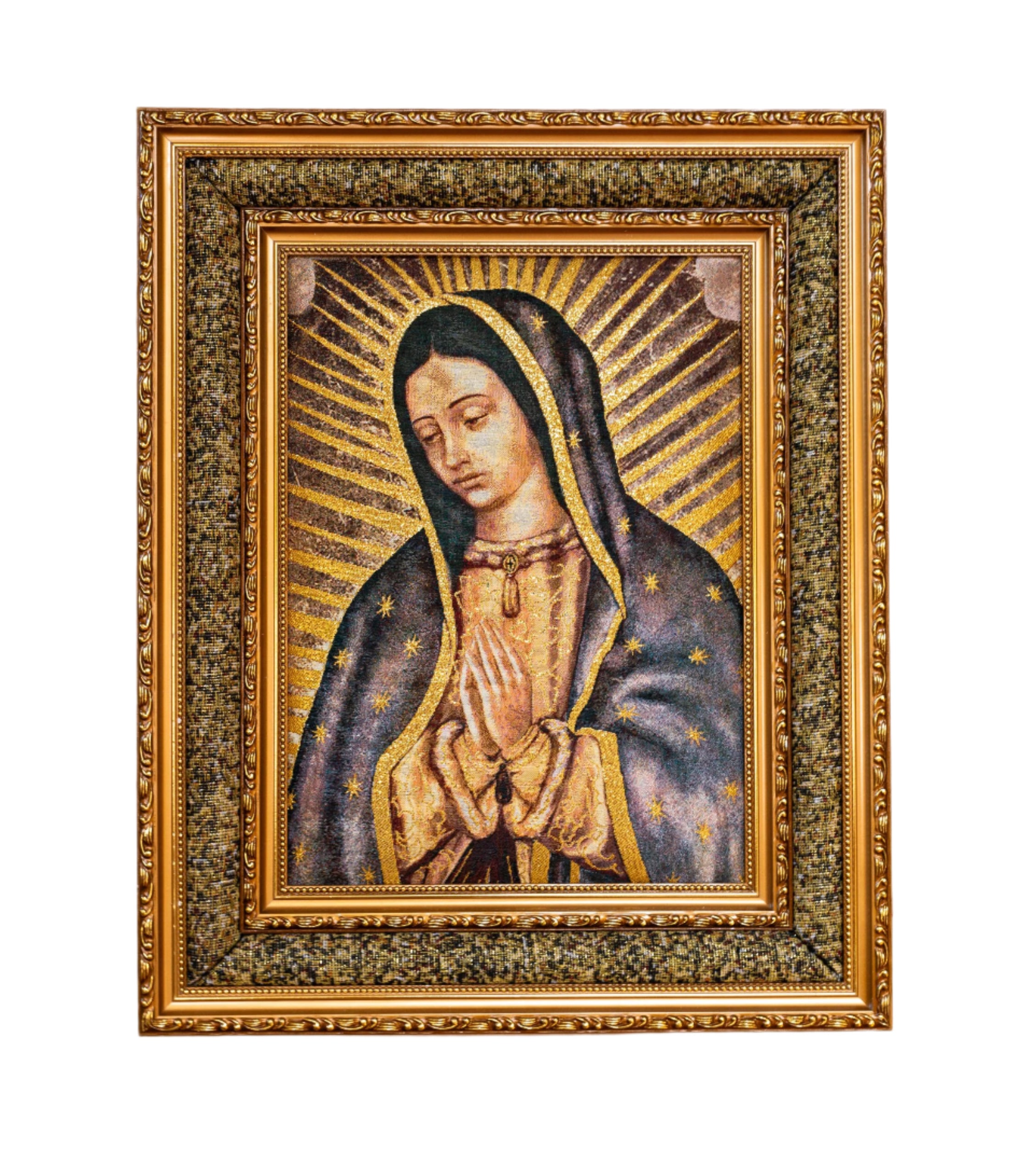 Lady of Guadalupe 1/2 Body Double Padded Framed Image   21"