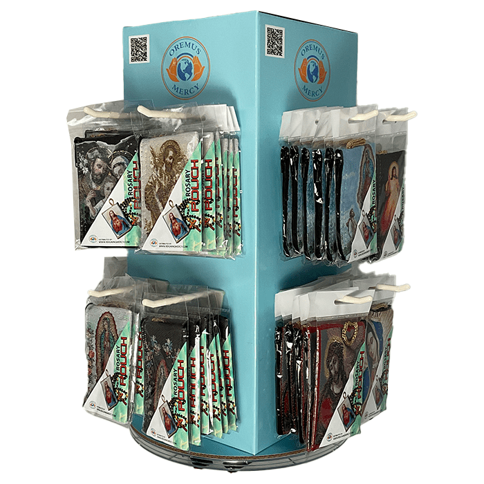 Rosary Pouch Tower Display (SM Pouches)   64 pcs