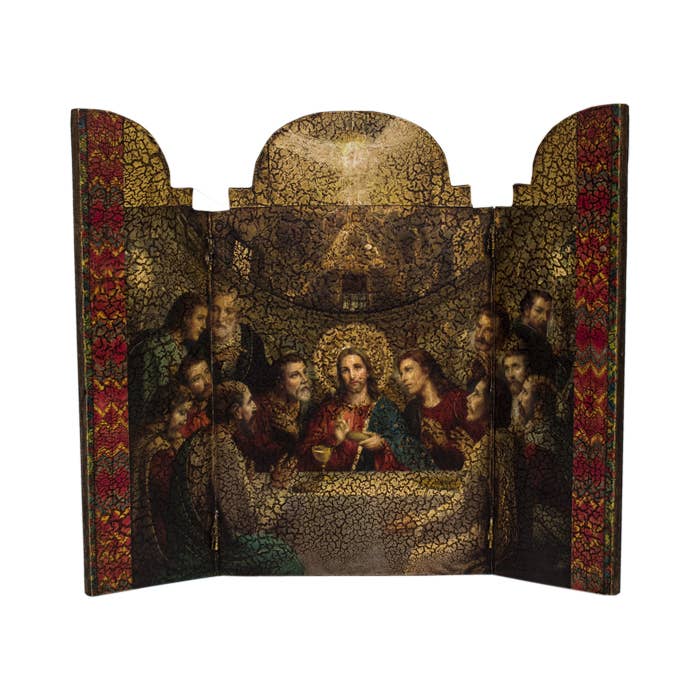 Last Supper Wooden Triptych   10" x 12"
