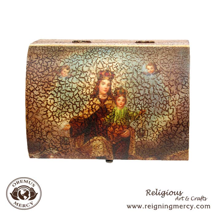 Our Lady of Mount Carmel Rosary Storage Box   6"