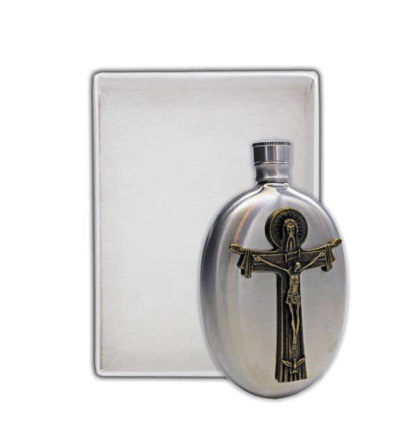 Holy Trinity Holy Water Flask SS Oval    3 oz