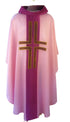 Chasuble - Art Silk Orphrey/Collar w/ Lucerne Applique Cross (011S)