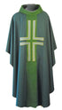 Chasuble - Art Silk Orphrey/Collar w/ Lucerne Applique Cross (011S)