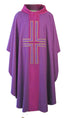 Chasuble - Art Silk Orphrey/Collar w/ Lucerne Applique Cross (011S)