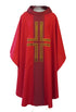 Chasuble - Art Silk Orphrey/Collar w/ Lucerne Applique Cross (011S)