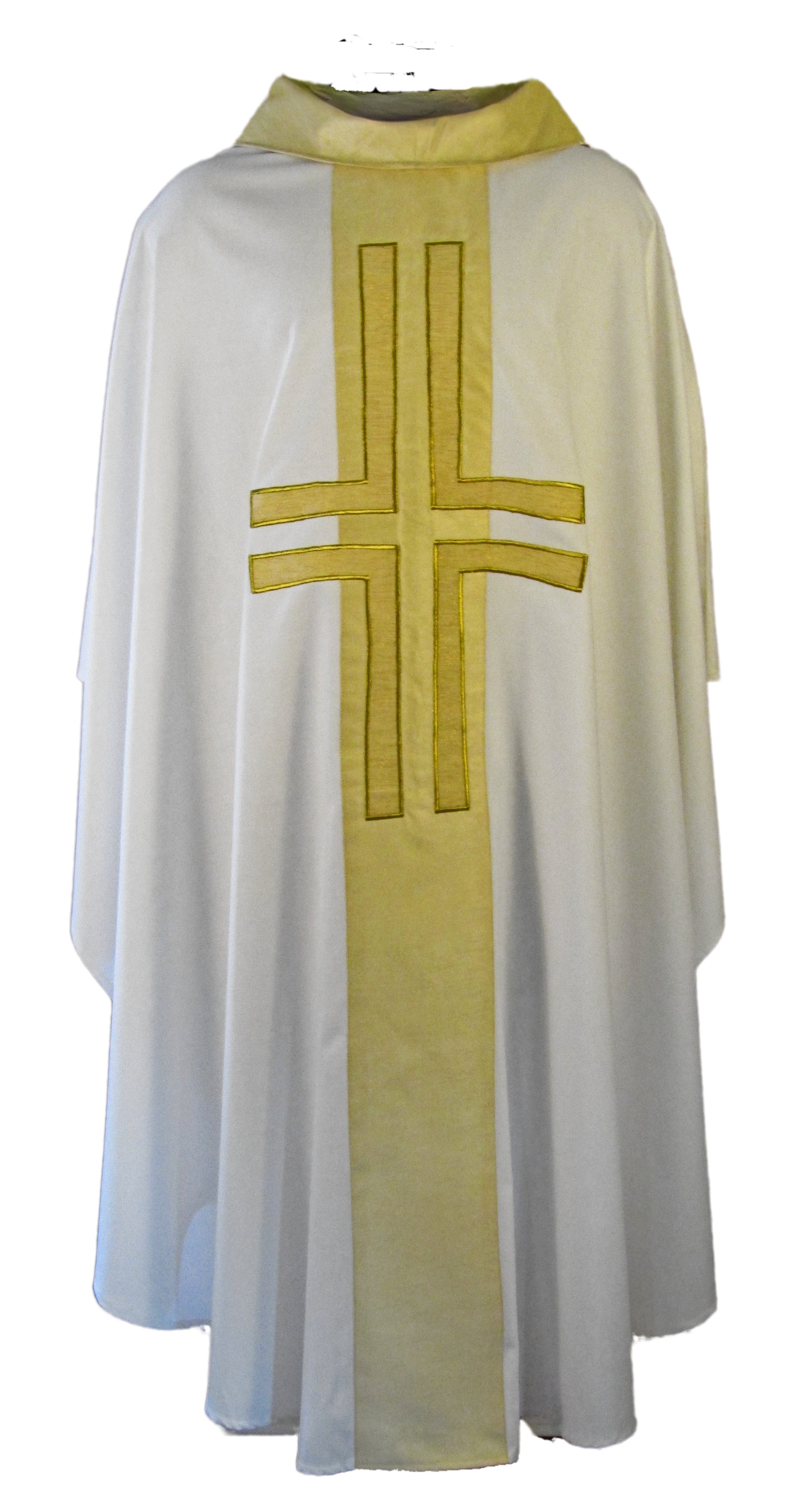 Chasuble - Art Silk Orphrey/Collar w/ Lucerne Applique Cross (011S)
