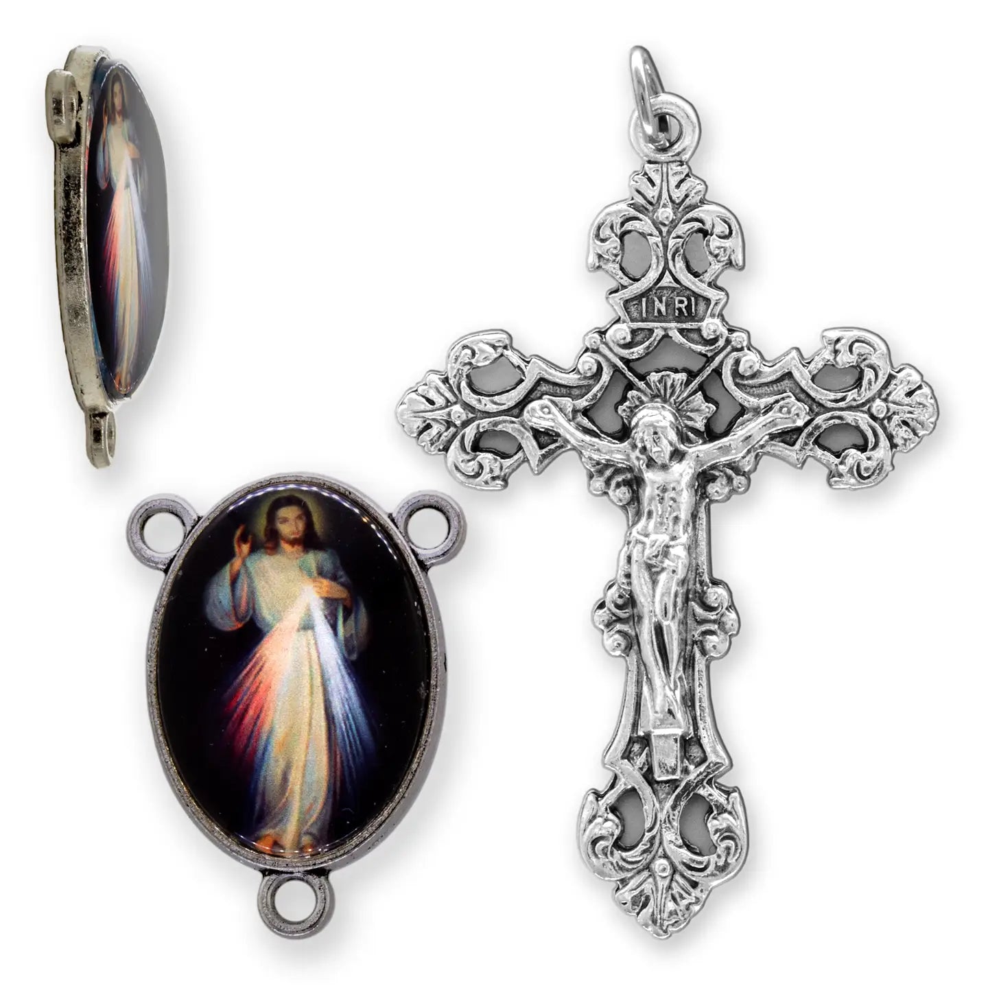 Divine Mercy Rosary Center Set   (2.25" Crucifix)