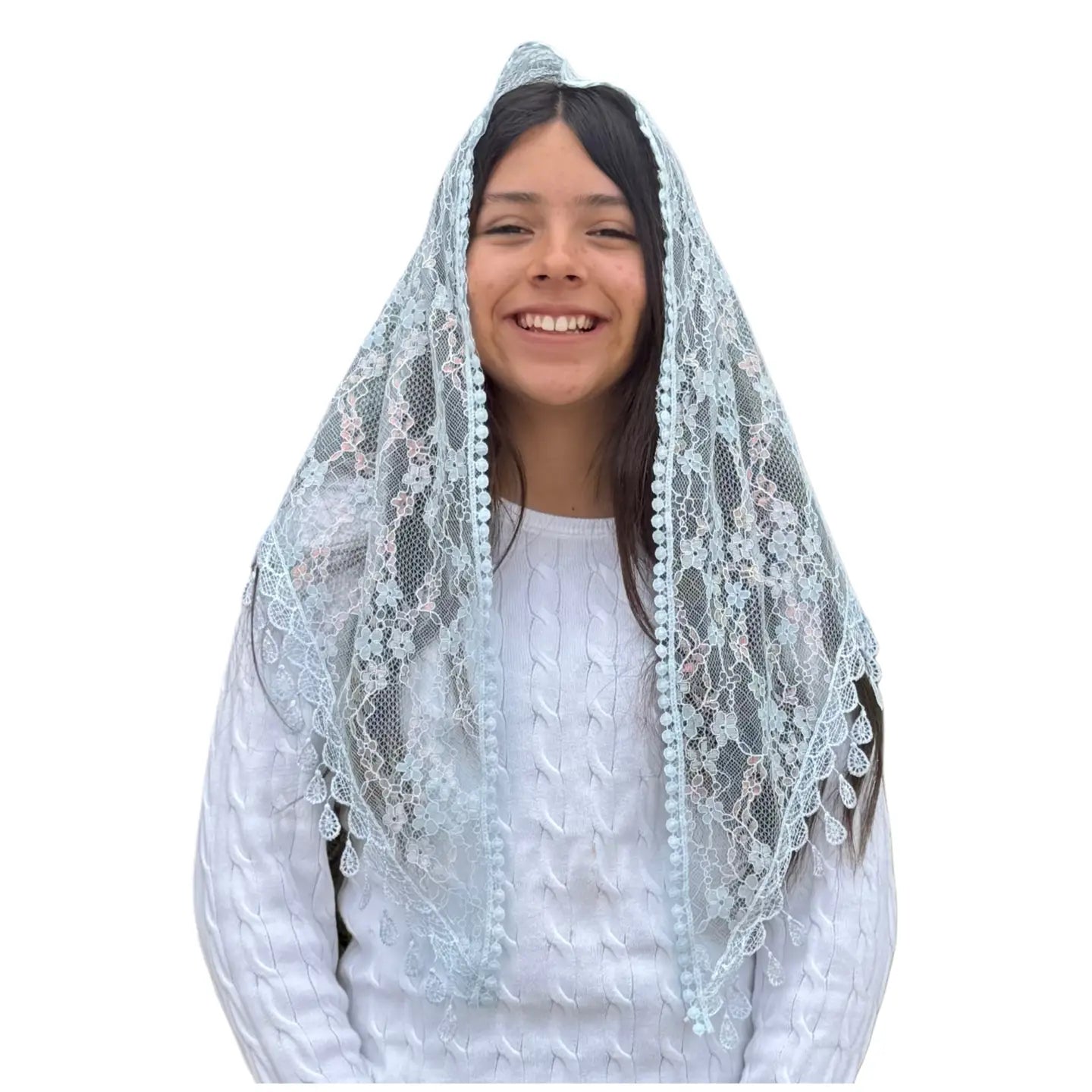 Veil ~ St. Kateri  - BLUE IRIDESCENCE