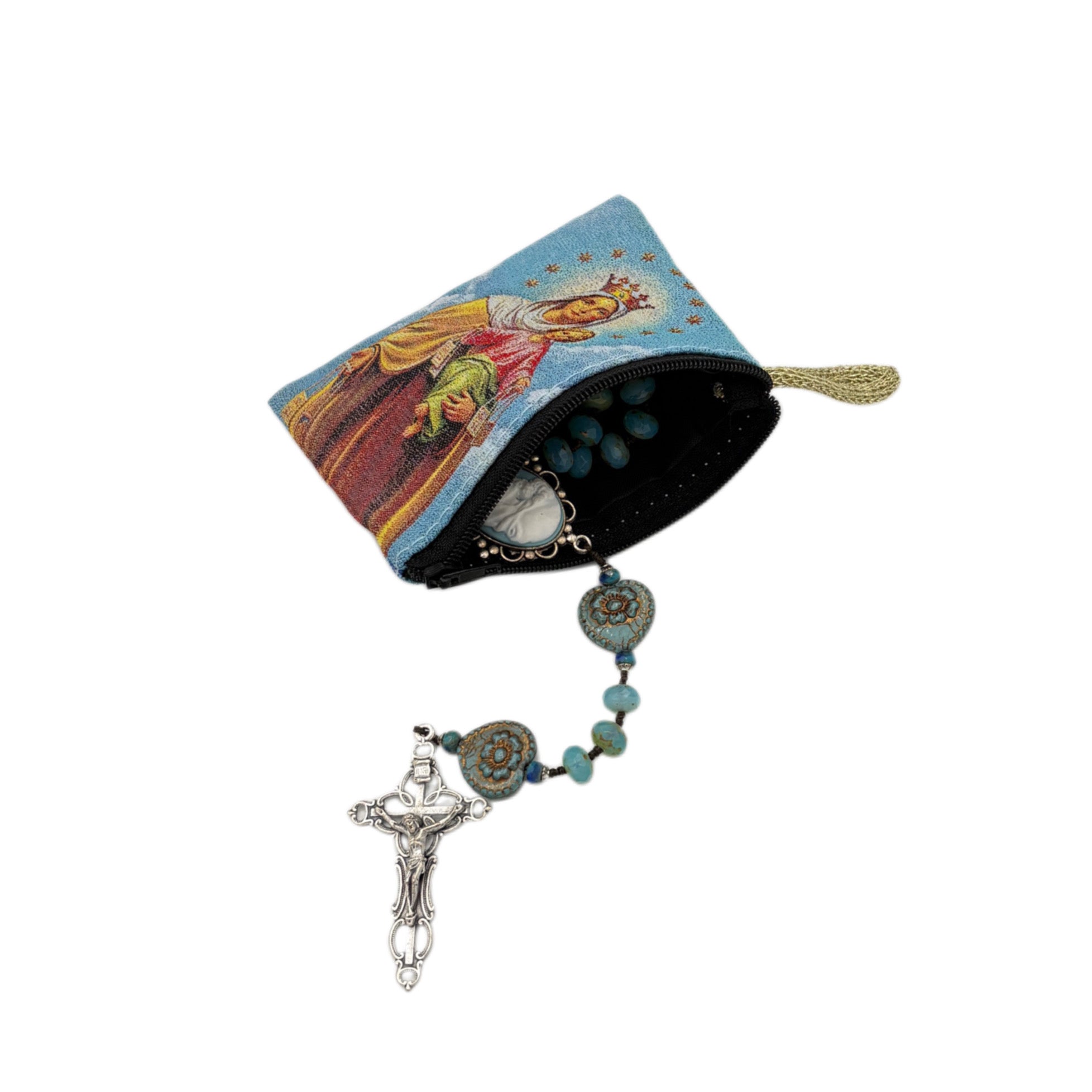Rosary Pouch - Lady of Mt. Carmel w/ Baby Jesus 3″ x 4″