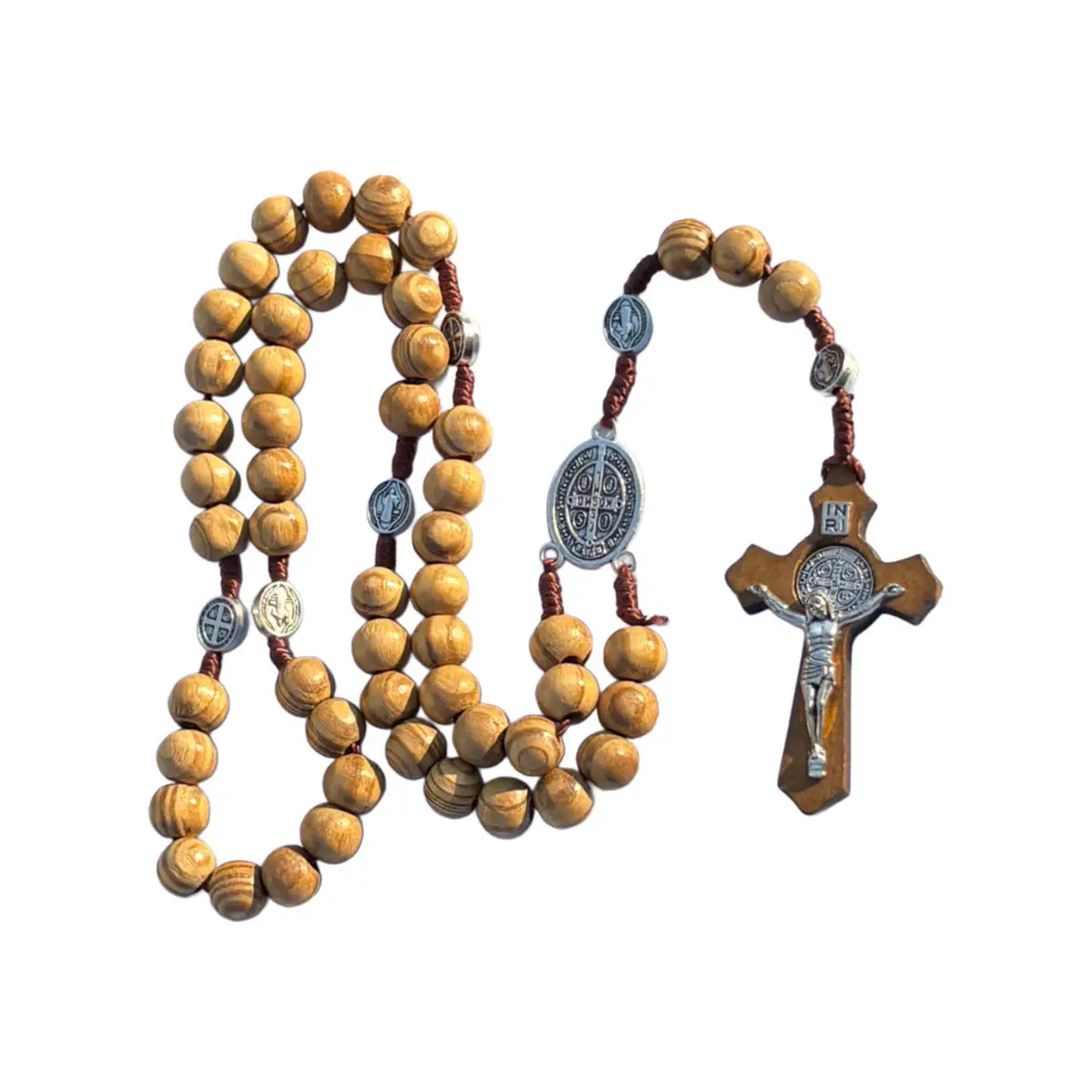 St. Benedict Wooden Rosary    18" *SALE*
