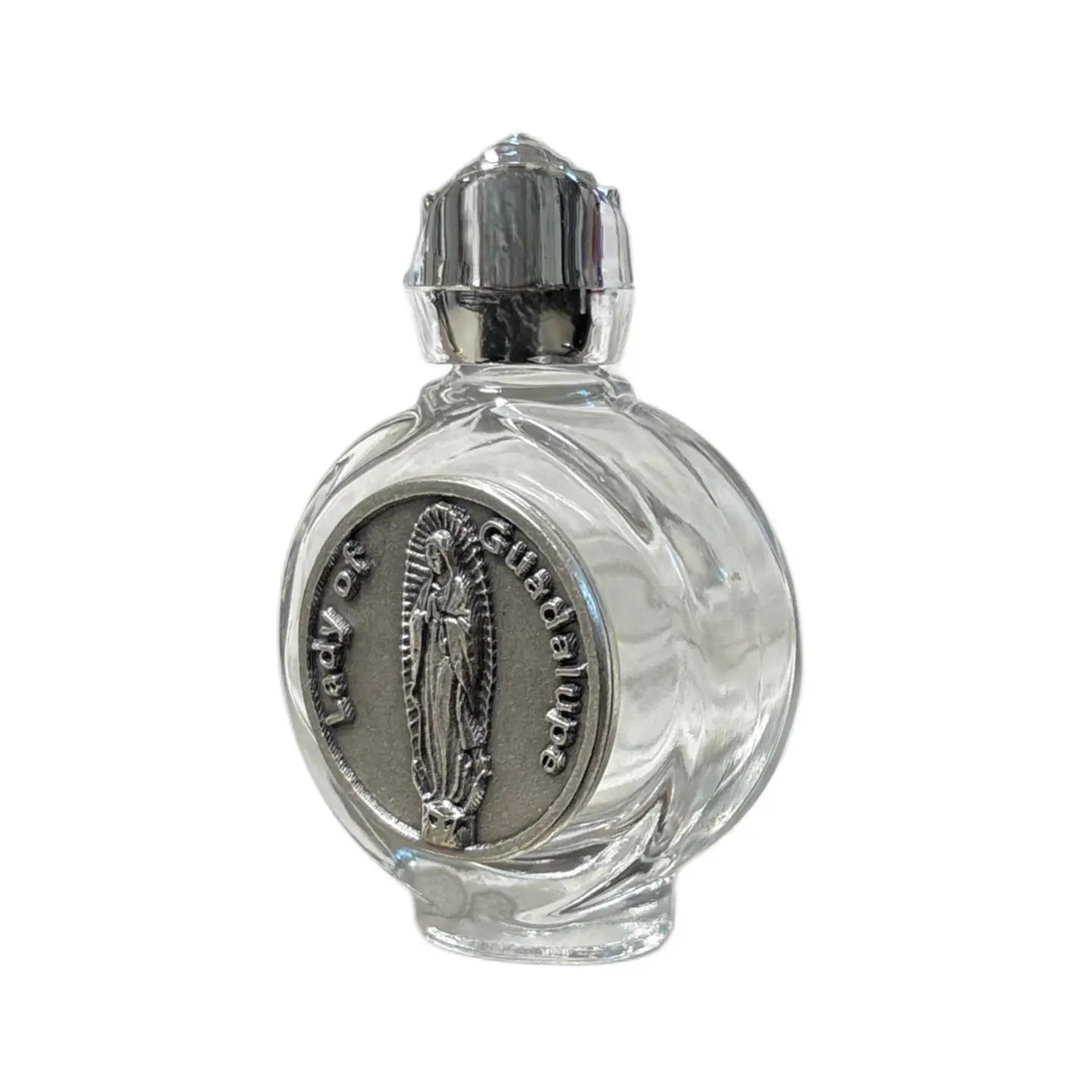 Holy Water Bottle - Our Lady of Guadalupe w/ Rose Top   2.5"
