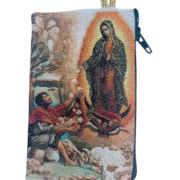 OLOG w/ St. Juan Diego (ORANGE) SM Rosary Pouch    3" x 4"