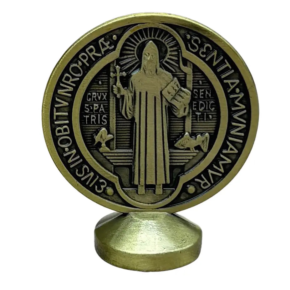 St. Benedict Medal Statuette Chrome   2.25”