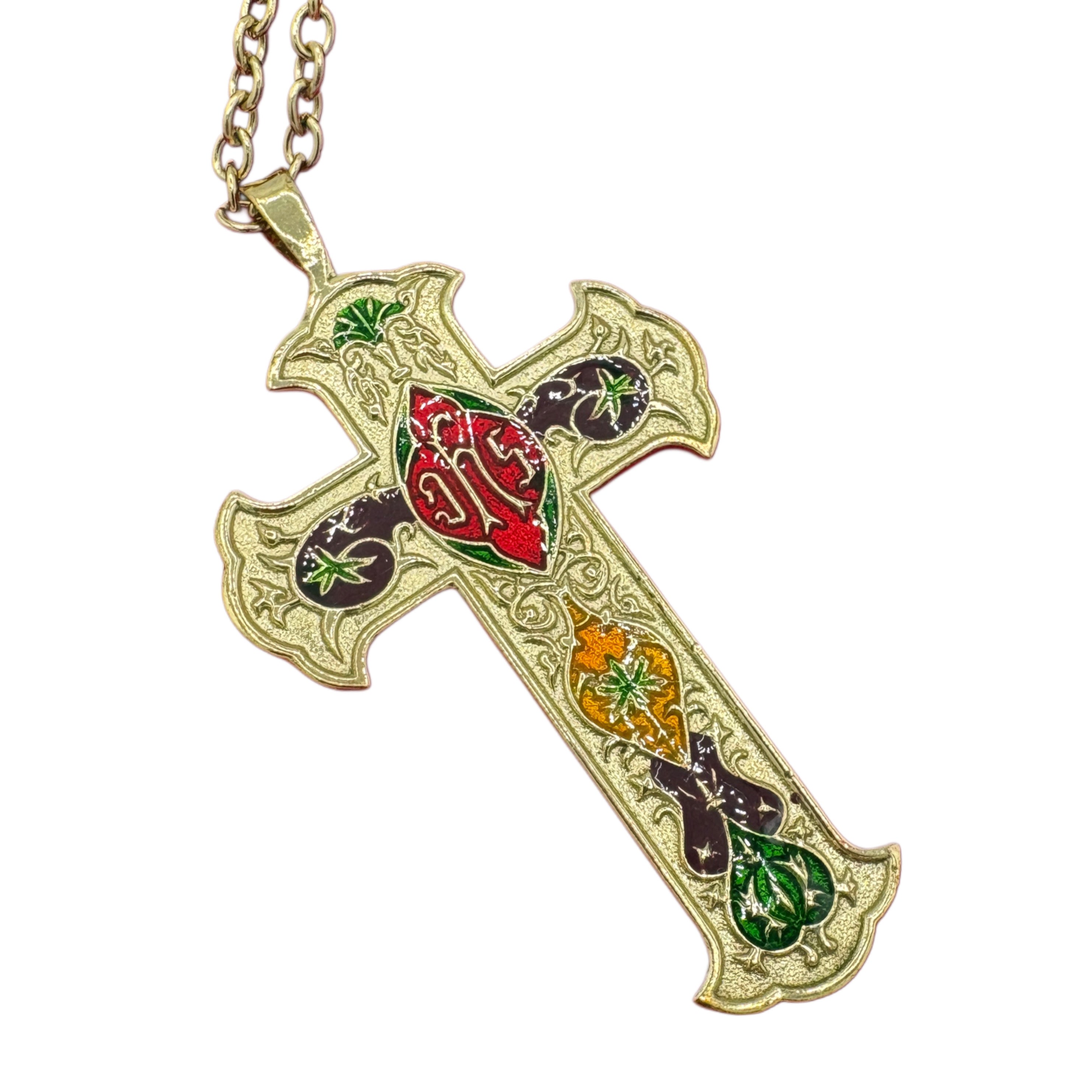 Gold plated inlaid Pectoral Cross w/ Chain (Pect1224)
