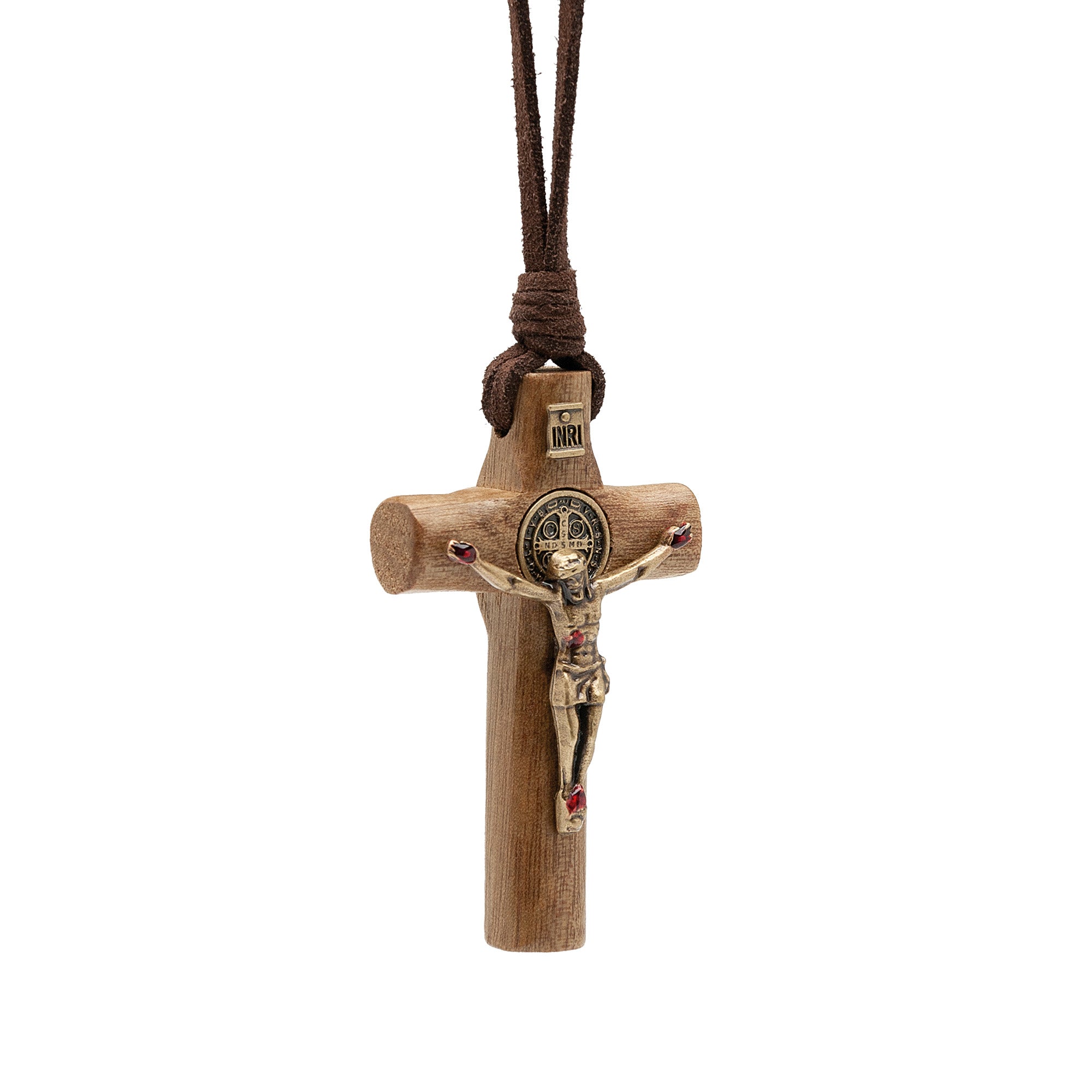 St Benedict Cylindrical Crucifix Necklace