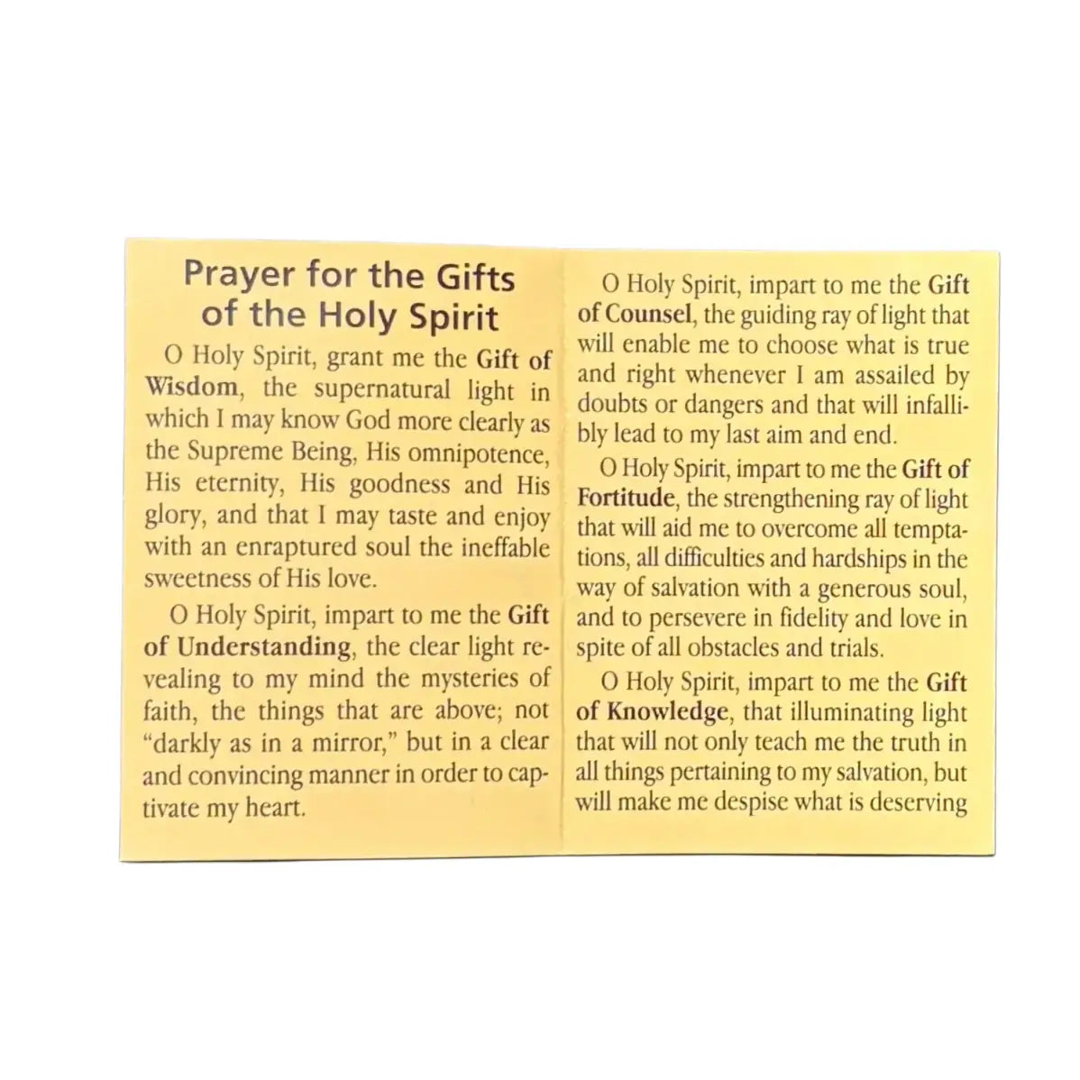 Prayer to The Holy Spirit Prayer Card Pamphlet    (25/pk)