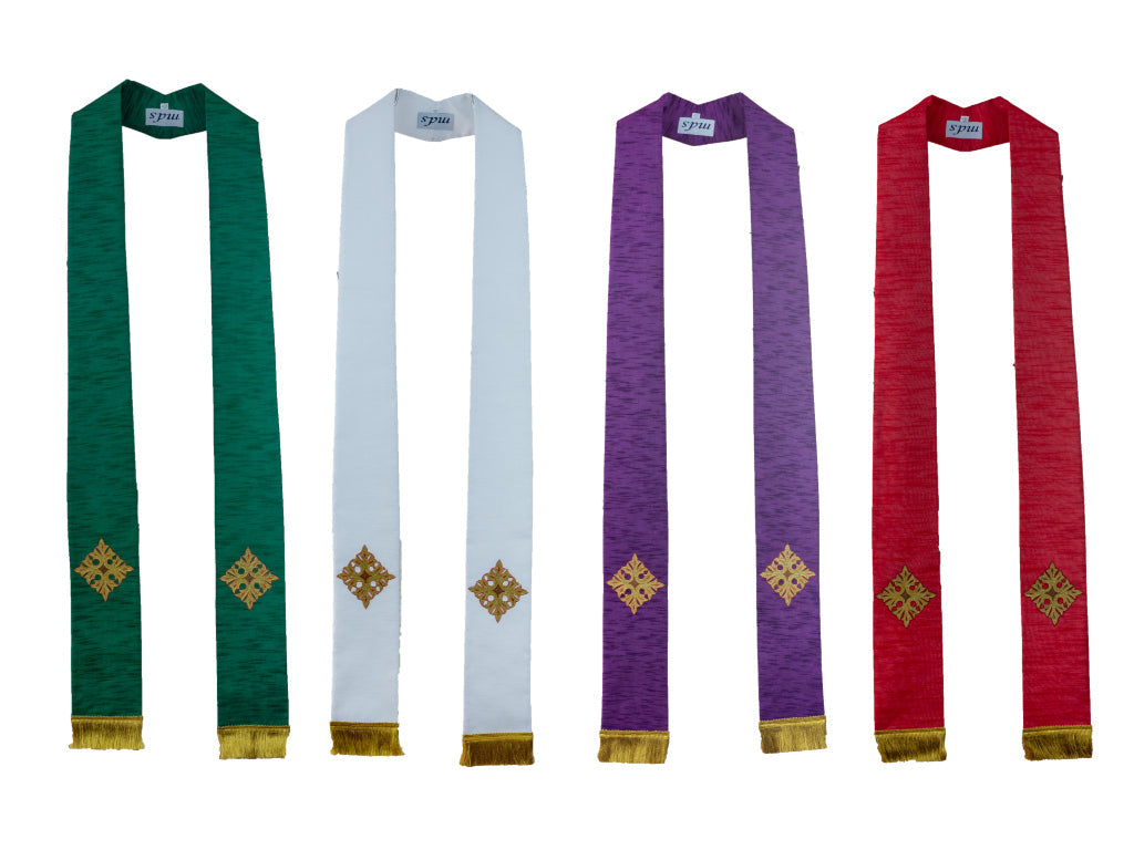 Embroidered Cross Overlay Stole (17102)