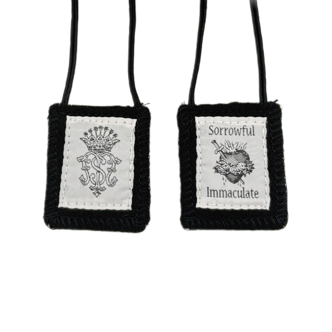 Scapular- Sorrowful Immaculate Heart of Mary BLACK   2”