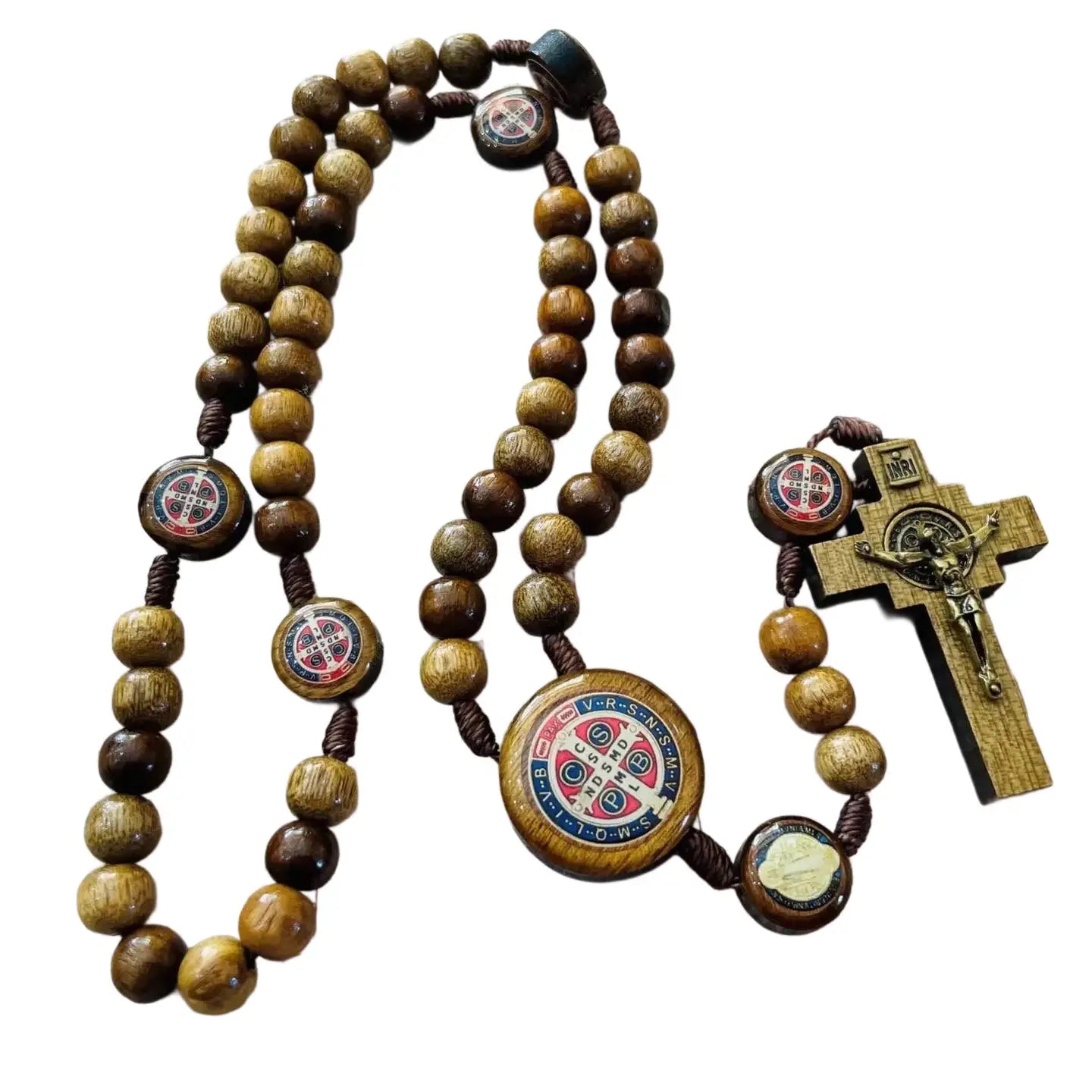 St. Benedict Wooden Rosary    18" 