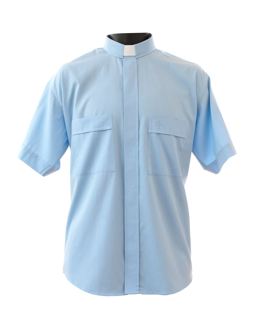 2400 Sky Blue Short Sleeve Tab Clergy Shirt