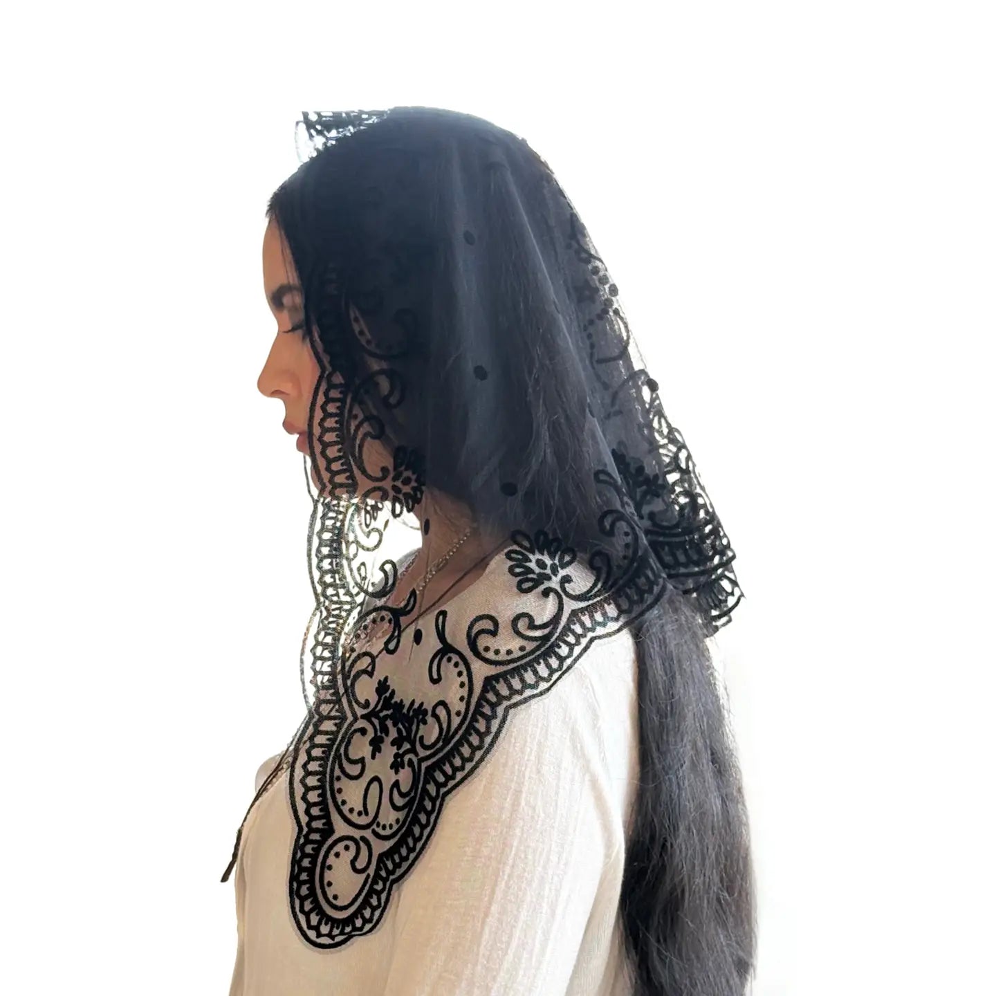 Veil ~ Lady of LOURDES - BLACK