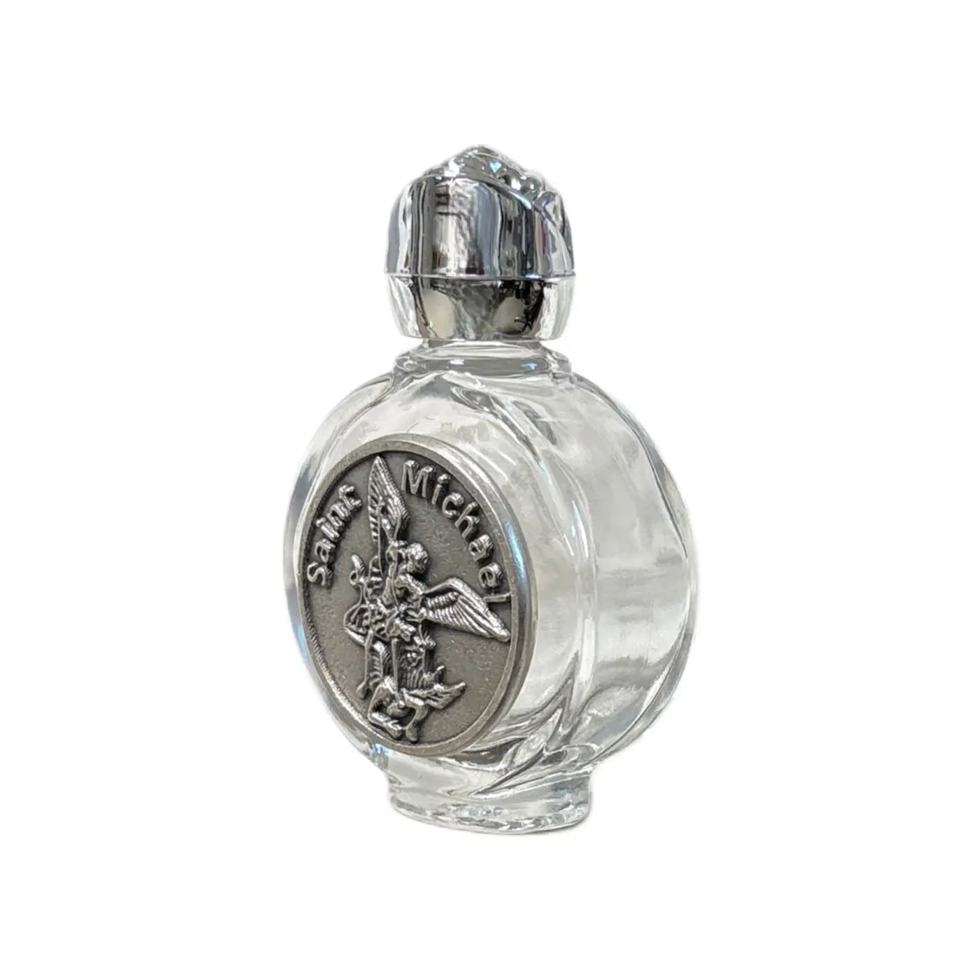 Holy Water Bottle - St. Michael w/ Rose Top   2.5"