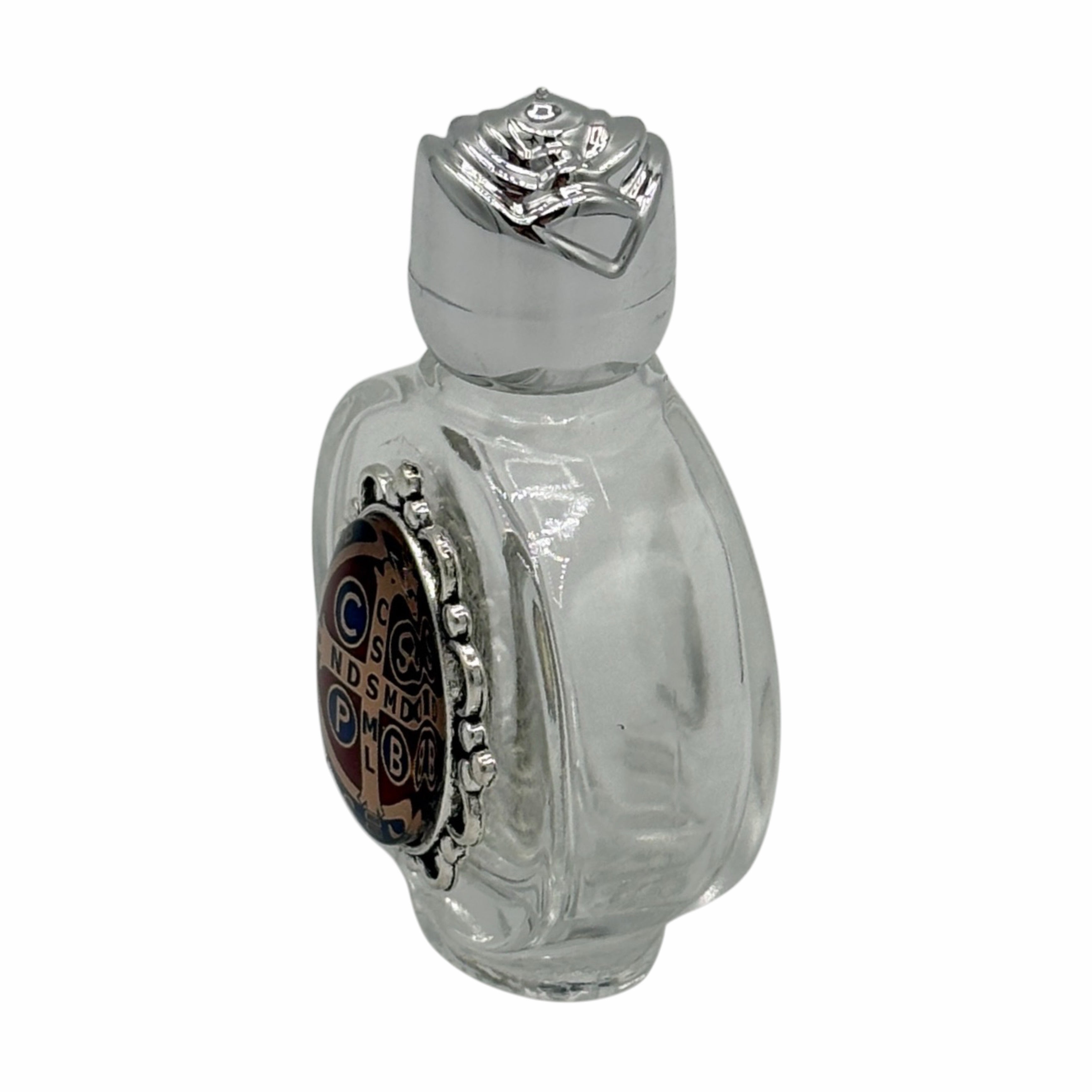Holy Water Bottle - St. Benedict Encased w/ Rose Top 2.5"
