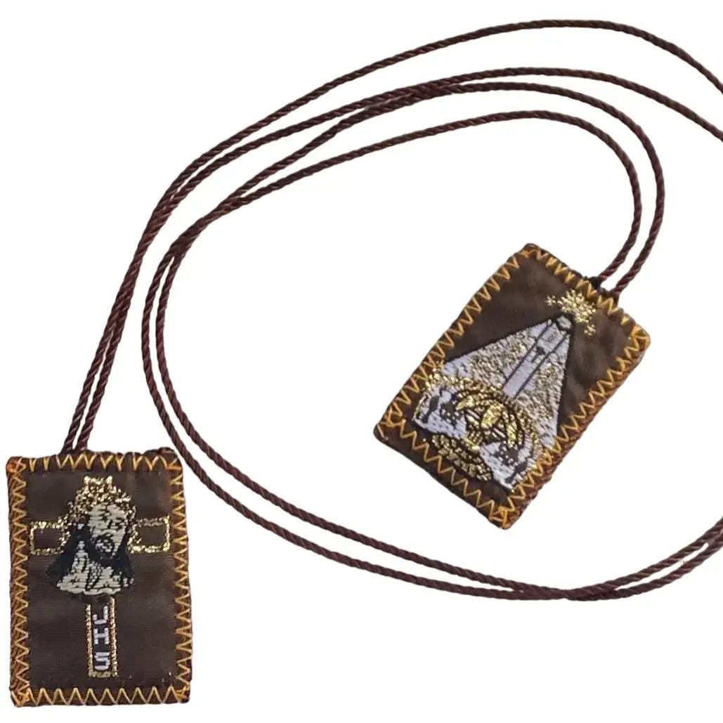 Scapular - JHS + Our Lady of Charity BROWN    1.25"
