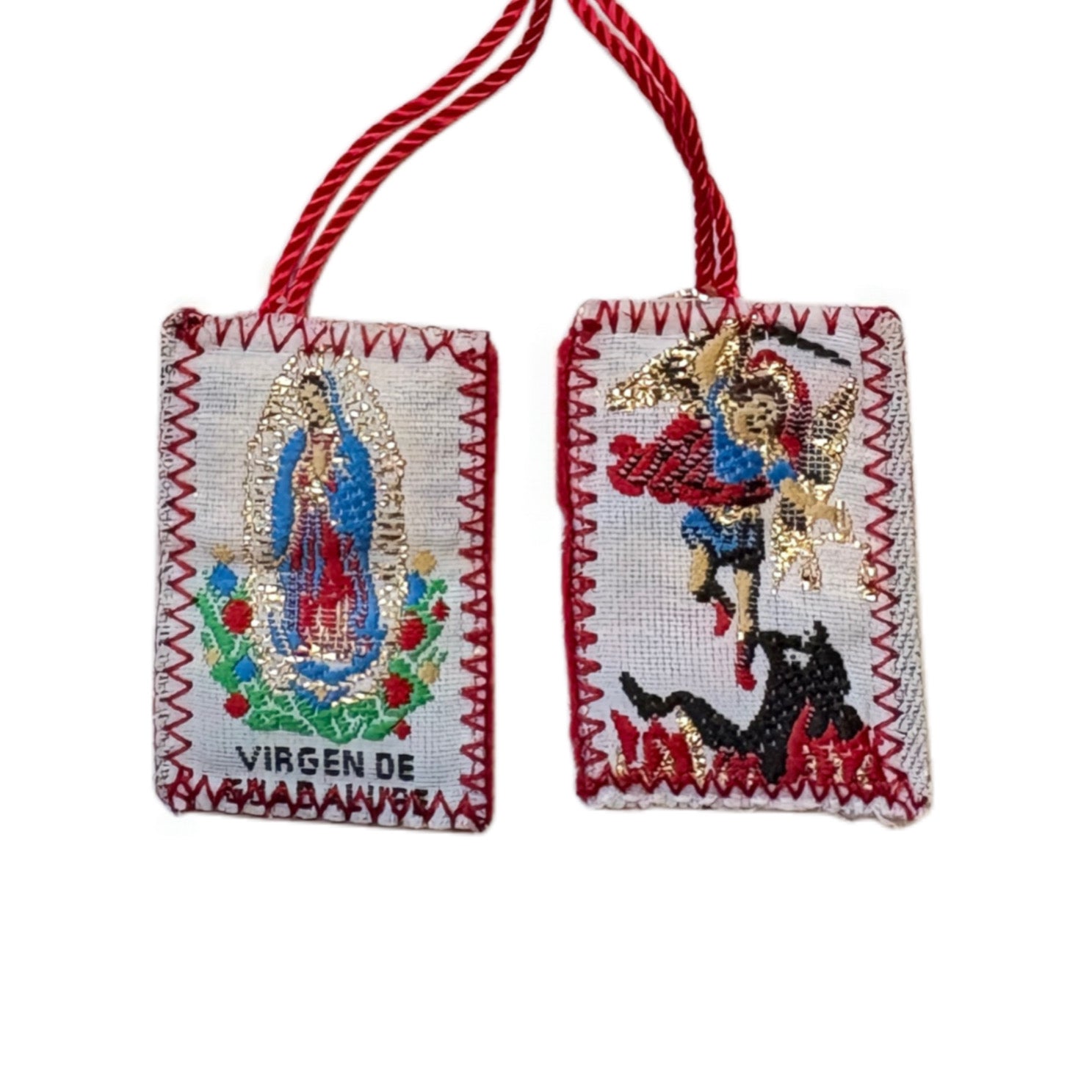 Scapular - Our Lady of Guadalupe + St. Michael RED   1.5"